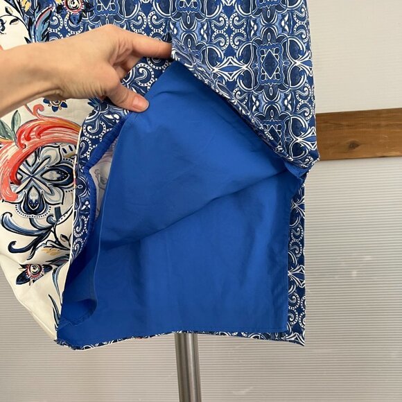 Anthropologie Moulinette Souers Blue Floral Paisley Midi Pencil Skirt Sz 0 - Picture 6 of 11